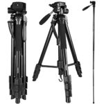 Crazefoto 70 Inches Professional Digital SLR Camera Aluminum Tripod Monopod Flexible Head for SLR DSLR Canon Nikon Sony DV Video with Carry Bag