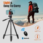 PHOPIK Lightweight Phone Tripod 55-Inch, Video Tripod with 360 Panorama and 1/4” Mounting Screw for Mirrorless/Gopro/DSLR Camera, Phone Holder for Smartphone, Max Load 6.6 Lbs, Carry Bag Inclued.