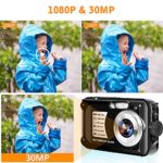 Underwater Camera 10FT Anti Shake 16X Zoom Waterproof Camera 1080P FHD 30MP Video Waterproof Digital Camera for Snorkeling,Vacation(Black)