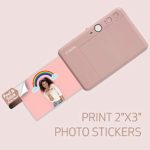 Canon Ivy CLIQ+ 2 Instant Camera Printer, Smartphone Printer, Rose Gold with Zink Pre-Cut Circle Sticker Paper, 20 Sheets