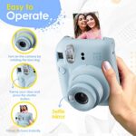 Fujifilm Instax Mini 12 Camera with Fujifilm Instant Mini Film (60 Sheets) Bundle with Deals Number One Accessories Including Carrying Case, Photo Album, Stickers (Pastel Blue)