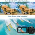 MAKENJU 2.7K 48MP Video Camera Camcorder with LED Fill Light, 16X Digital Zoom Camera Recorder 3.0″ LCD Screen Vlogging Camera for YouTube with Remote Control, 2 Batteries