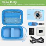 Digital Camera Case Compatible with VAHOIALD FHD 1080P/ for CAMKORY Digital Point and Shoot/for KODAK PIXPRO FZ45-BK 16MP Vlogging/for IWEUKJLO/for Nsoela, Holder for SD Card More- Blue (Box Only)