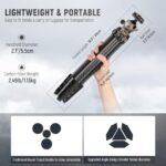 NEEWER LITETRIP LT35 61″ Travel Tripod Carbon Fiber w Pan Tilt Low Profile Ball Head, Arca QR Plate Compatible with Peak Design Tripod Plate V3, Center Axis, 2in1 Phone Clamp Handgrip, Max Load 22lb