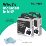 Fujifilm Instant Square Monochrome Film 20 Sheets + BluebirdSales Microfiber Cleaning Cloth for Instant Photography