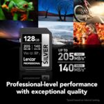 Lexar 128GB Professional Silver SDXC Memory Card, UHS-I, C10, U3, V30, 4K Video, Up to 205/140 MB/s Read/Write, for Professional Photographer, Videographer, Enthusiast (LSDSILV128G-BNNNU)