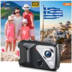 4K Waterproof Digital Camera with 32GB Card Underwater Digital Camera for Kids Point and Shoot Camera Portable Camera for Teens Students Boys Girls