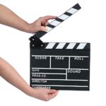 Movie Film Clap Board, Hollywood Clapper Board Wooden Film Movie Clapboard Accessory with Black & White, 12″x11″ Give Away White Erasable Pen