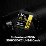 Lexar 32GB Professional 2000x SDHC Memory Card, UHS-II, C10, U3, V90, Full-HD & 8K Video, Up to 300MB/s Read, for DSLR, Cinema-Quality Video Cameras (LSD2000032G-BNNNU)