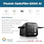 Plustek OpticFilm 8200i AI – 35mm Film & Slides Scanner. IT 8 Calibration Target + SilverFast Ai Studio 9, 7200 dpi Resolution 64Bit HDRi , Mac/PC