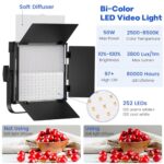 Photography Video Continuous Output Lighting Kit, 2Pack Upgraded Bi-Color LED Video Studio Lights Aluminum Alloy 2500k~8500k with Remote for Camera Photo Recording Filming Stage Shooting