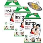 FUJIFILM Mini Instant Camera Film: 30 Shoots Total, Value Pack, (10 Sheets x 3) – Capture Memories Anytime, Anywhere – Includes Puflax UFO Sticker