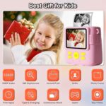 GKTZ Instant Print Camera for Kids – 1080P HD Instant Print Photo – Christmas Birthday Gifts for Age 4 5 6 7 8 9 10 Girls Boys – Portable Toy with 3 Rolls Photo Paper, 32GB Card, 5 Color Pens – Pink