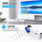 Native 1080P Projector with WiFi and Two-Way Bluetooth, Full HD Movie Projector for Outdoor Movies, 300″ Display Projector 4k Home Theater, Compatible with iOS/Android/PC/XBox/PS4/TV Stick/HDMI/USB