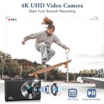 4K Digital Camera, 48MP Vlogging Camera for Photography and Video Autofocus Anti-Shake, Point and Shoot Digital Camera with 16X Zoom 32GB Card, Portable Compact Camera for Teens Adult Beginner-Black