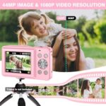 Digital Camera, 2024 Upgraded FHD 1080P Digital Camera with Strap 32GB SD Card 16X Digital Zoom Compact Point and Shoot Camera for Kids Portable Cameras Small Camera for Teens Boys Girls Seniors