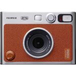 Fujifilm Instax Mini EVO Hybrid Instant Film Camera (Brown) (16812534) Bundle with 20 Instant Film Sheets + 32GB Memory Card + Small Padded Case + SD Card Reader + Microfiber Cleaning Cloth