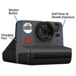 Polaroid Gen 2 Now I-Type Instant Film Camera – Black Bundle with a B&W i-Type Film Pack (8 Instant Photos) and a Cleaning Cloth