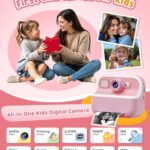 Instant Camera, Front Rear Dual Selfie Kids Camera with 1080P Videos, Holiday Birthday Gifts for Kids Age 3-12, Toddler Portable Travel Print Digital Camera Toy for 4 5 6 7 8 9 Year Boys Girls