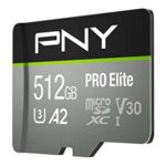 PNY P-SDUX512U3100PRO-GE 512GB PRO Elite Class 10 U3 V30 microSDXC Flash Memory Card – 100MB/s, Class 10, U3, V30, A2, 4K UHD, Full HD, UHS-I, Micro SD