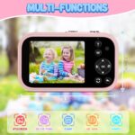 Kids Camera Digital Camera, 4K Autofocus Vlogging Camera for Kids with 16x Zoom Anti Shake, Flash and 48MP Point, Kid Camera with 32GB SD Card, Lanyard, Portable Toy Kids (Pink)