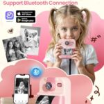 Bluetooth Kids Camera Instant Print, 1080P Mini Toddler Camera for Boys Girls, Portable DIY Instant Digital Camera for Kids, Cool Idea Gift Toys for Birthday Kids, Printable Camera for Phone & Tablet