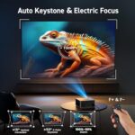 [Electric Focus/Auto Keystone] Projector with WiFi and Bluetooth, 650 ANSI Native 1080P 4K Support Outdoor Movie Projectors Max 450″ Display, SOPYOU Home Theater Projector for iOS/Android/TV Stick